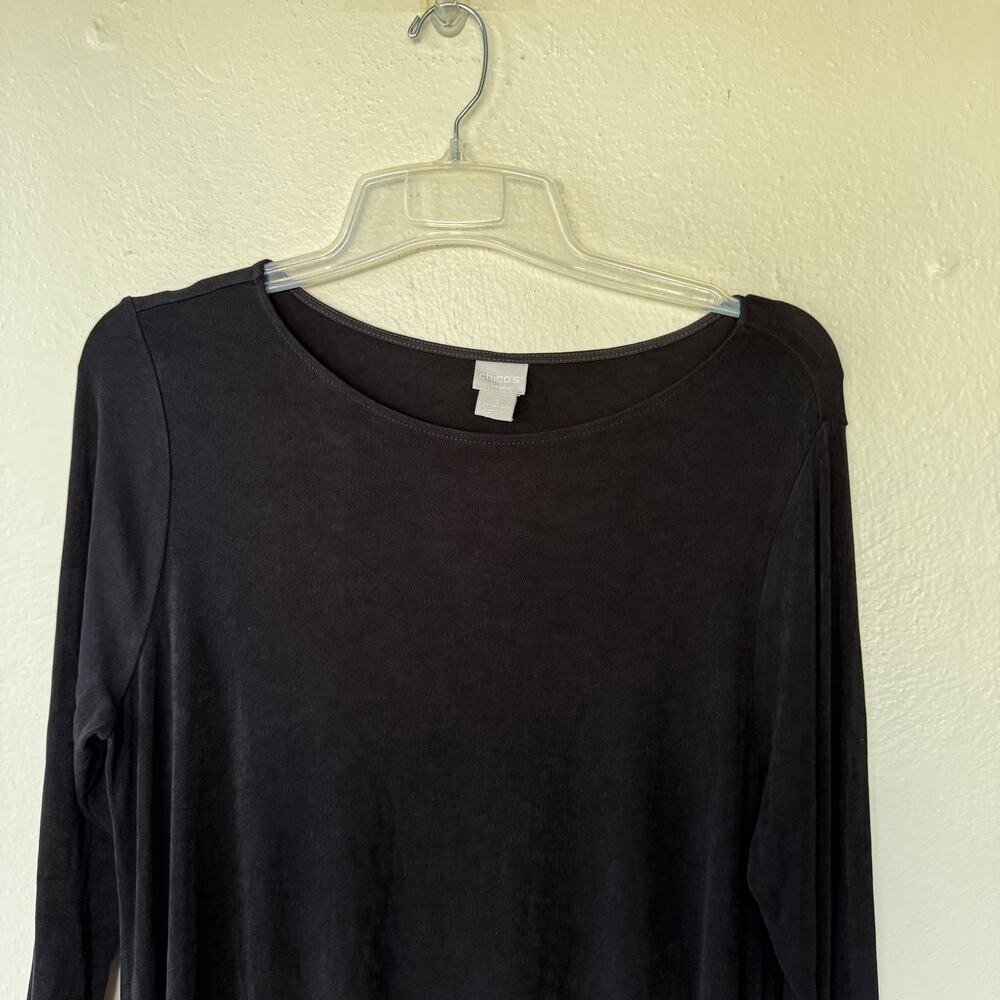 Chico's Travelers black 3/4 sleeves relaxed flowing A-line Size XL - Picture 5 of 7